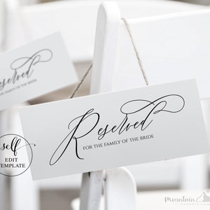 DIY ~ Reserved Seating Wedding Ceremony Chair Tag ~ DIY Template