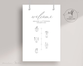 DIY ~ Welcome Sign ~ Wedding Itinerary Timeline 36x24