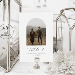 DIY Table Numbers Photo-Card, Wedding Reception Tables (4x6 and 5x7 ~ both sizes included)