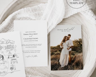 Emma ~ DIY Wedding Invitation Template 15 Piece Set (DIY Wedding Map Template included)
