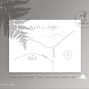 Map ~ DIY Wedding Map Creator Template -  Create Your Own Map - Event Map, Wedding Map, Travel Map, Location Map, Party Map
