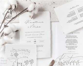Kristina ~ DIY Wedding Invitation Template 15 Piece Set (DIY Wedding Map Template included)