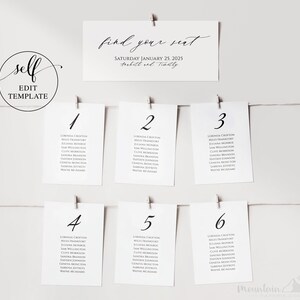 DIY-zitplaatskaartbord, zelf bewerken, bruiloftsreceptie zitplaatsenplan aanpassen (4x6 en 5x7 ~ beide maten inbegrepen)