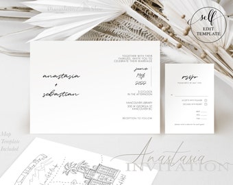 Anastasia ~ DIY Wedding Invitation Template 15 Piece Set (DIY Wedding Map Template included)