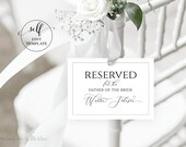 DIY ~ Reserved Seating Wedding Ceremony Chair Tag Template
