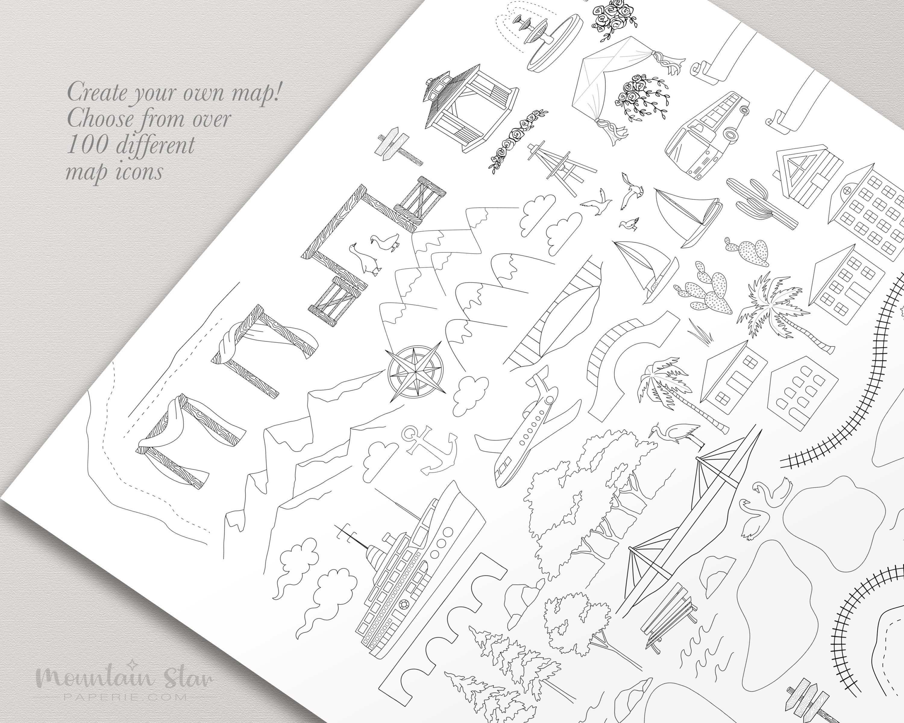 Map DIY Wedding Map Creator Template Create Your Own Map - Etsy