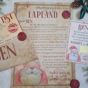Personalised Invitation to Lapland UK, Lapland Invite, Vintage Official Letter from Santa Claus, Father Christmas, North Pole, Wax Seal
