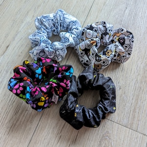 Scrunchie hair tie | Cat Design | Black Cat | Kawaii hair accessory