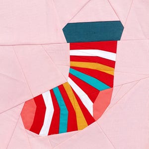 Striped Socks - Foundation Paper Piecing, PDF download, FPP Pattern, Quilt Block Pattern