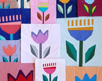 Floral Dreamscape - FPP-quiltblokpatroon | Paper-piecing met foundation | Pdf-patroon