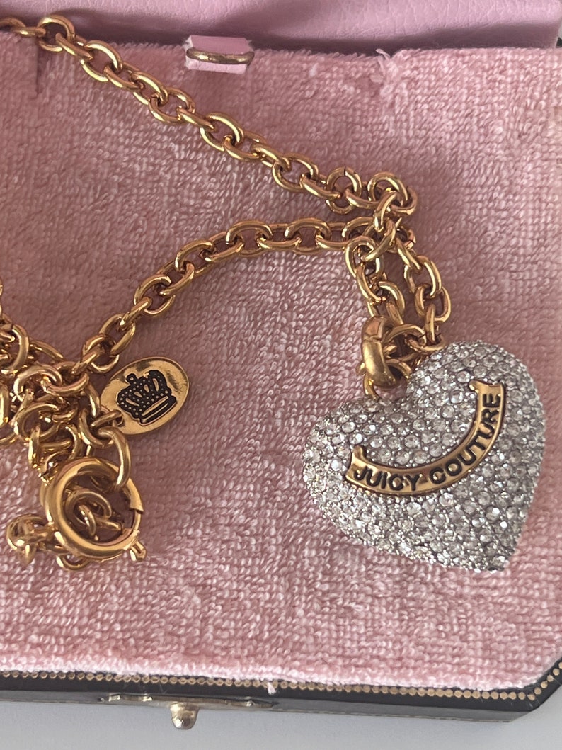 Nwt Vintage Juicy Couture Pave Puffed Heart Pendant Necklace Etsy