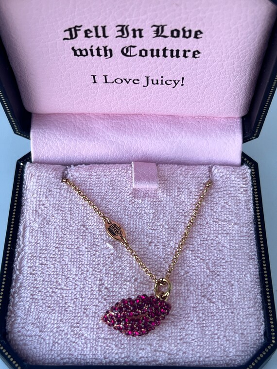 NWT Juicy Couture PAVE LIPS Gold Chain Wish Neckl… - image 4