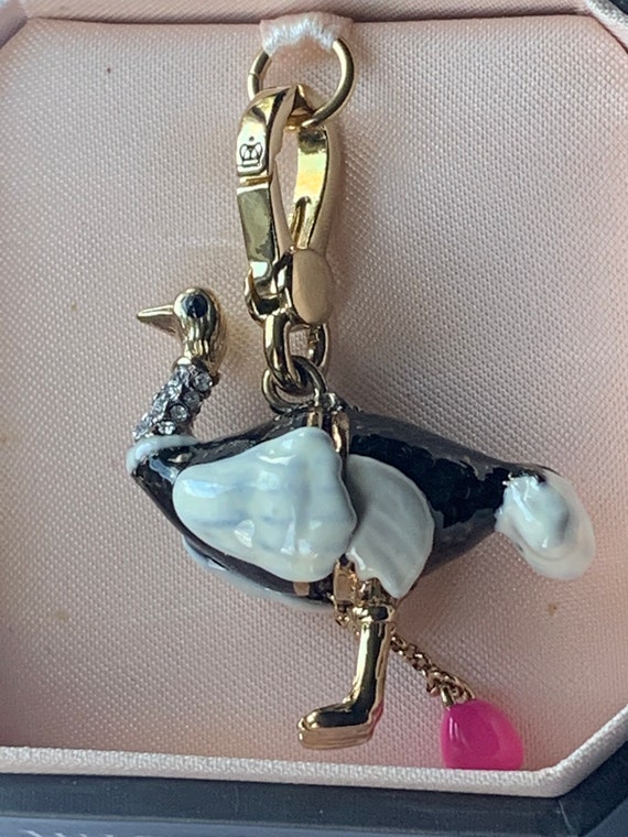 NWT Juicy Couture Ostrich w/Pink Egg Bracelet Char