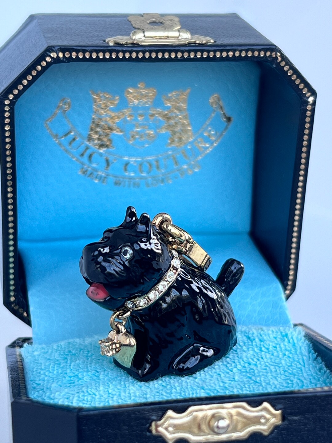 Bracelet Vintage Années 90 Avec Breloque Chien Terrier Scottish - Maille Oversize Dorée