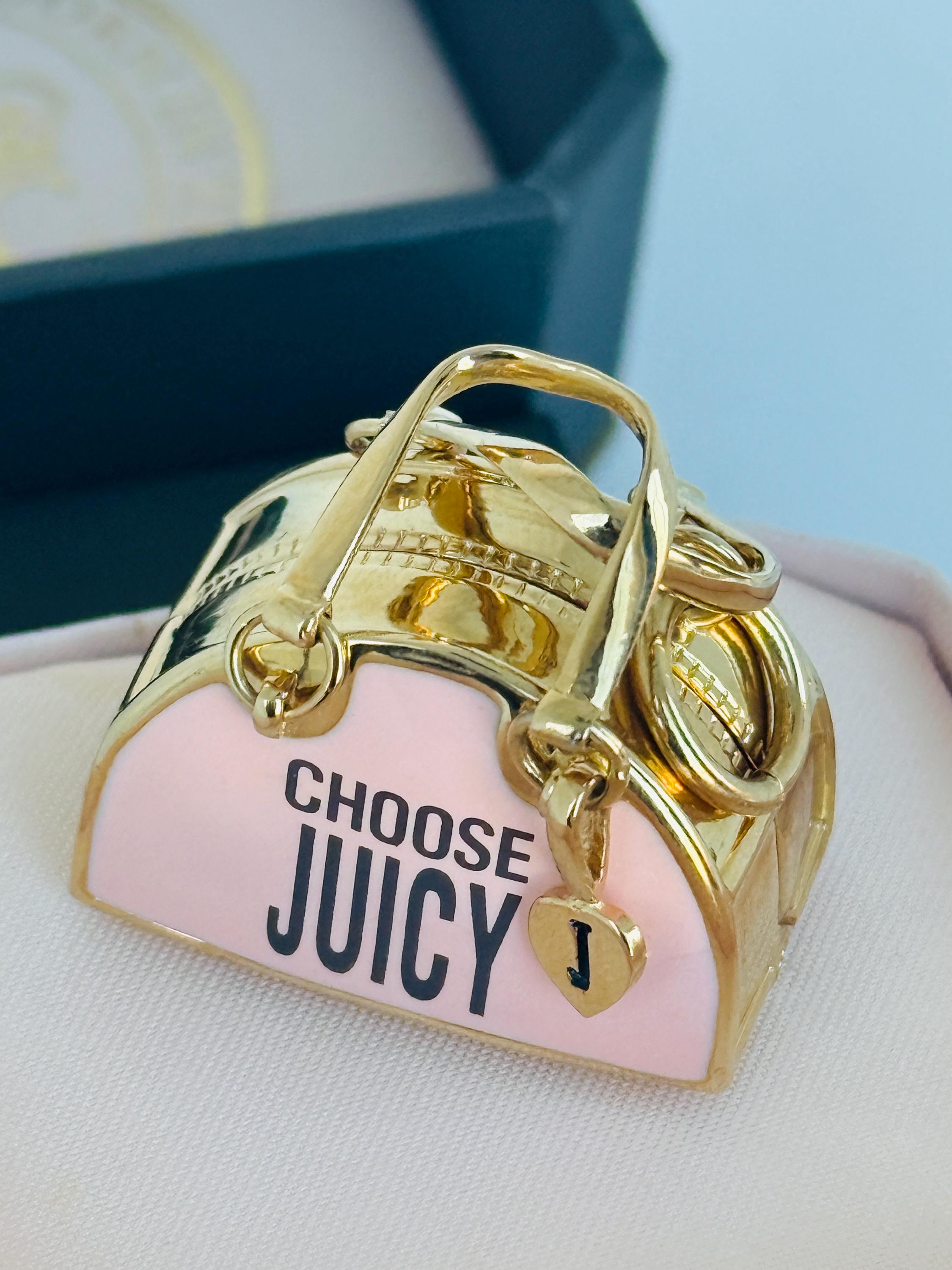 Juicy Couture “CHOOSE JUICY” Pink BOWLER Bag Gold Charm - Etsy