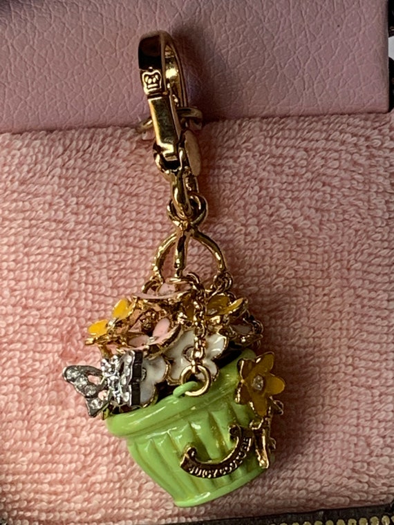 NWT Juicy Couture FLOWER BASKET Hanging Planter Bracelet Charm