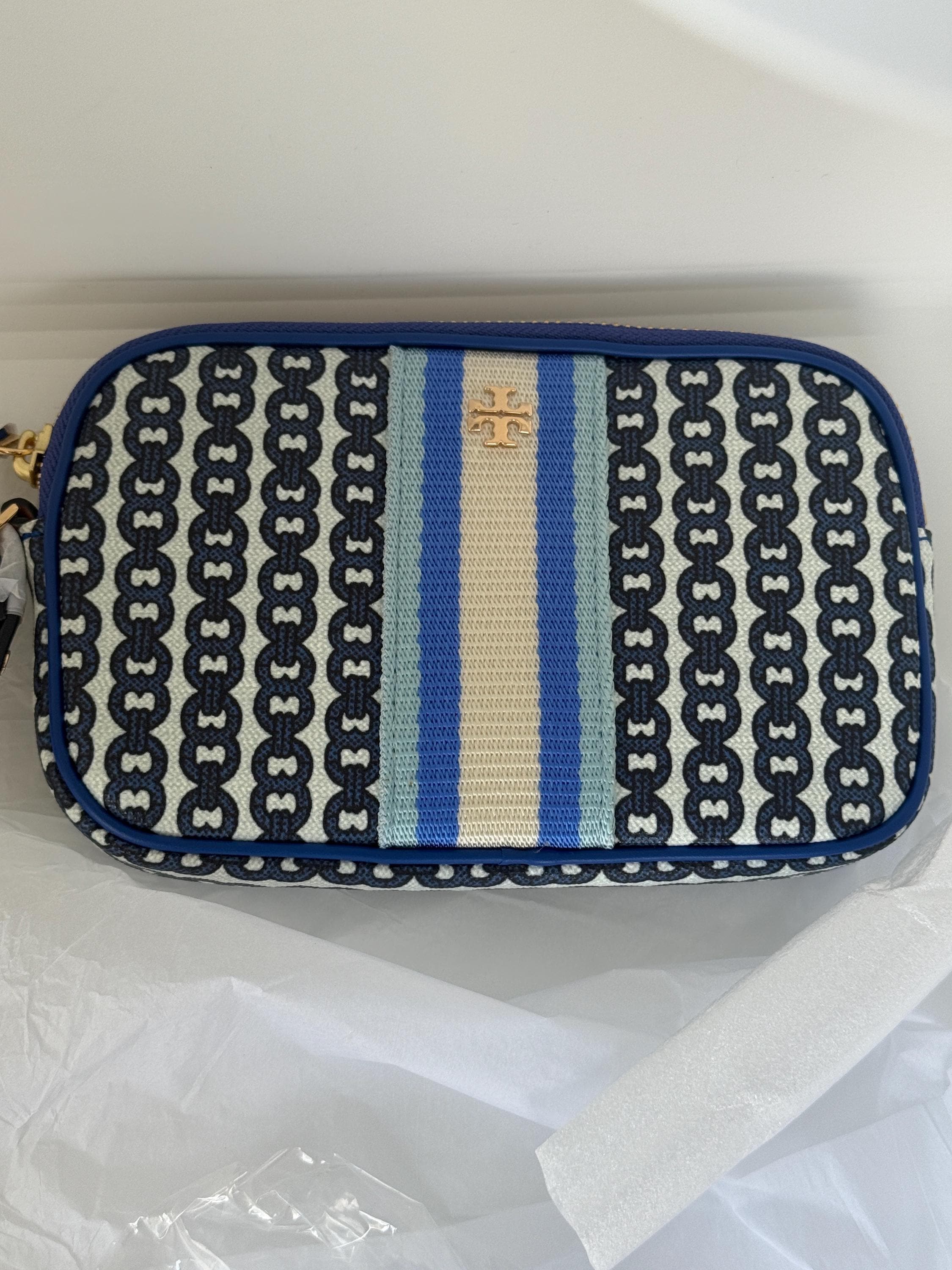 NWT TORY BURCH Gemini Link Canvas Wristlet - Blue - Etsy Israel