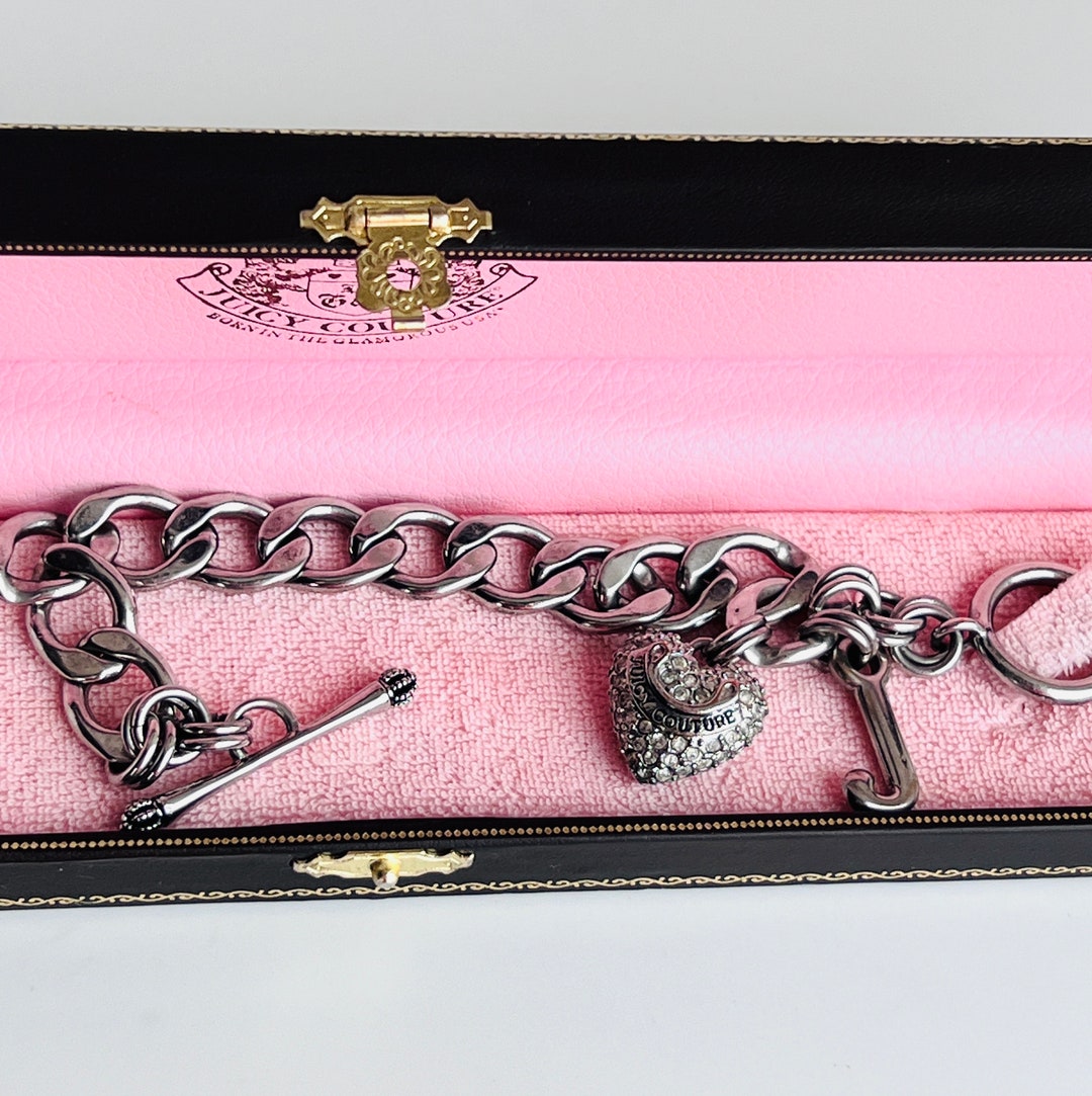 JUICY COUTURE SILVER Pave Heart Charm Starter Bracelet 14BPSB1 - Etsy