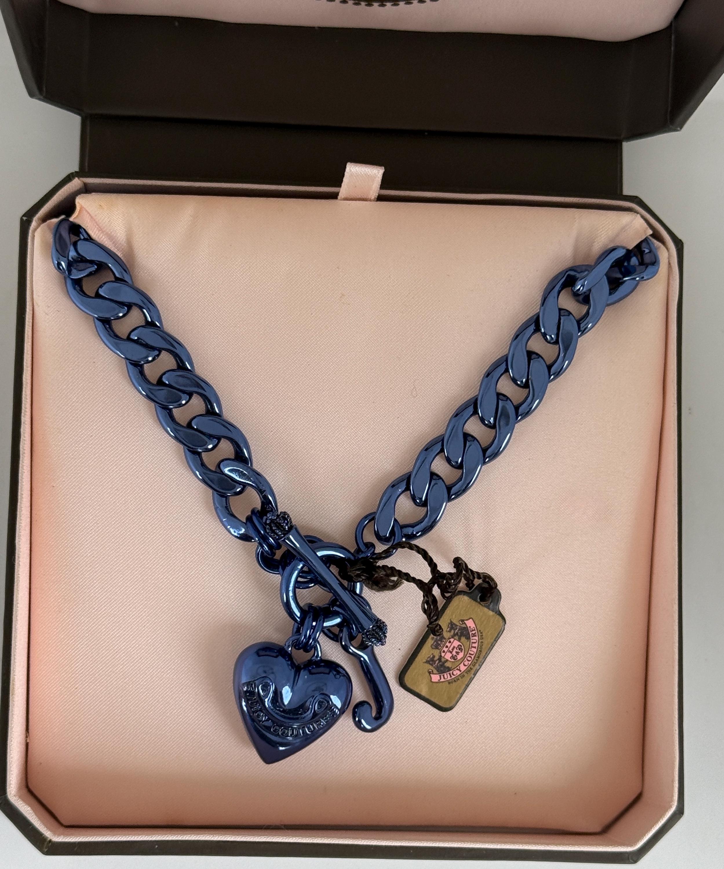 NWT Juicy Couture METALLIC BLUE Puffed Heart Starter