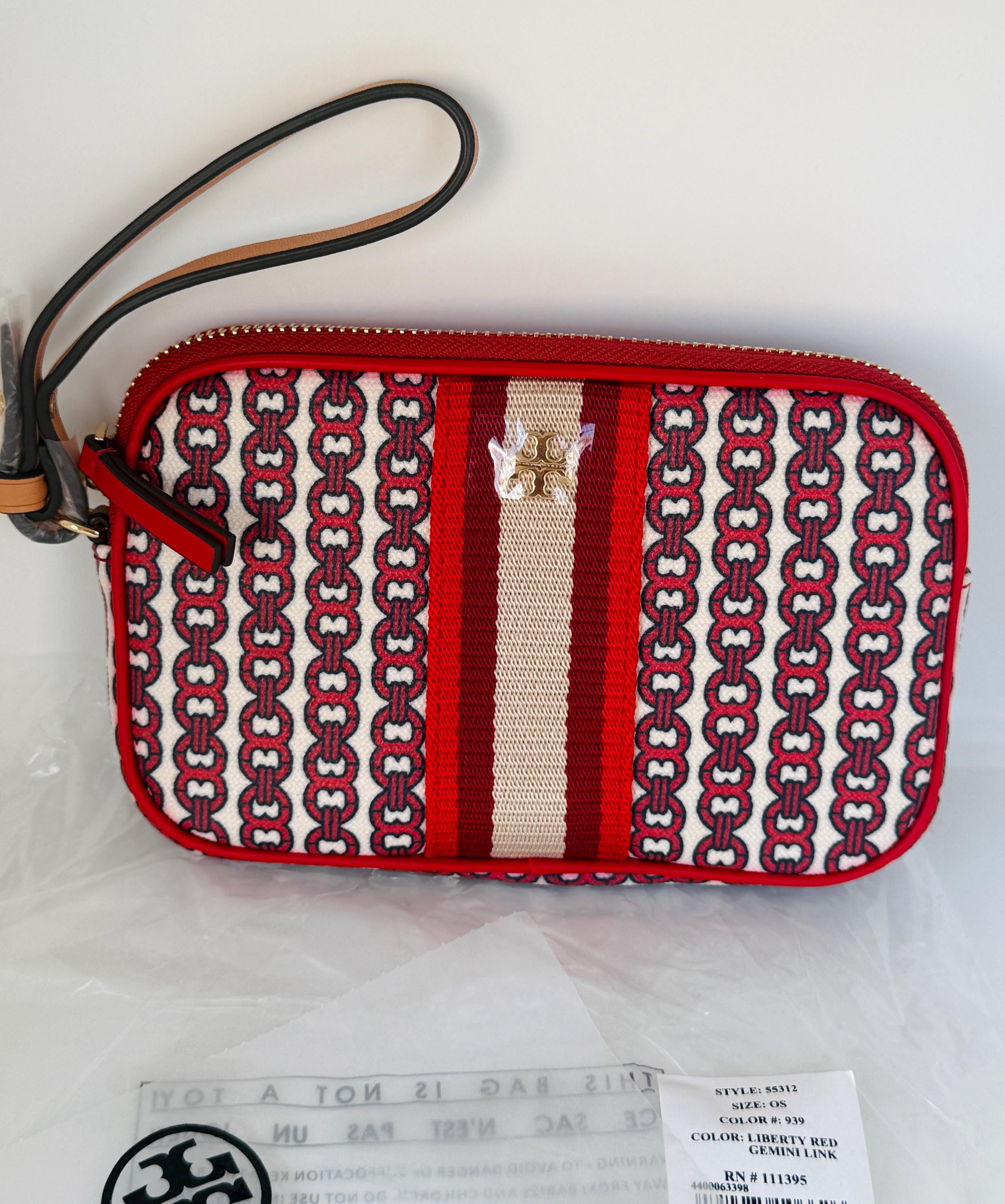 NWT TORY BURCH Gemini Link Canvas Wristlet - Red - Etsy Israel display picture 1