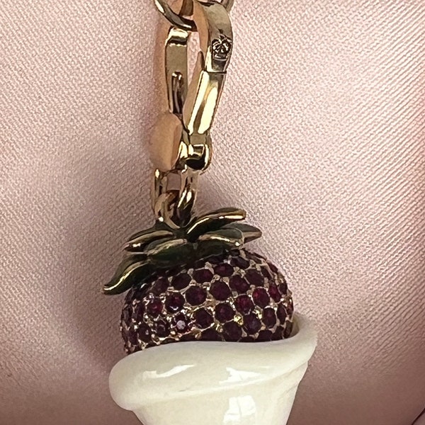 JUICY COUTURE Pave Strawberry & Cream Bracelet Charm NEW!