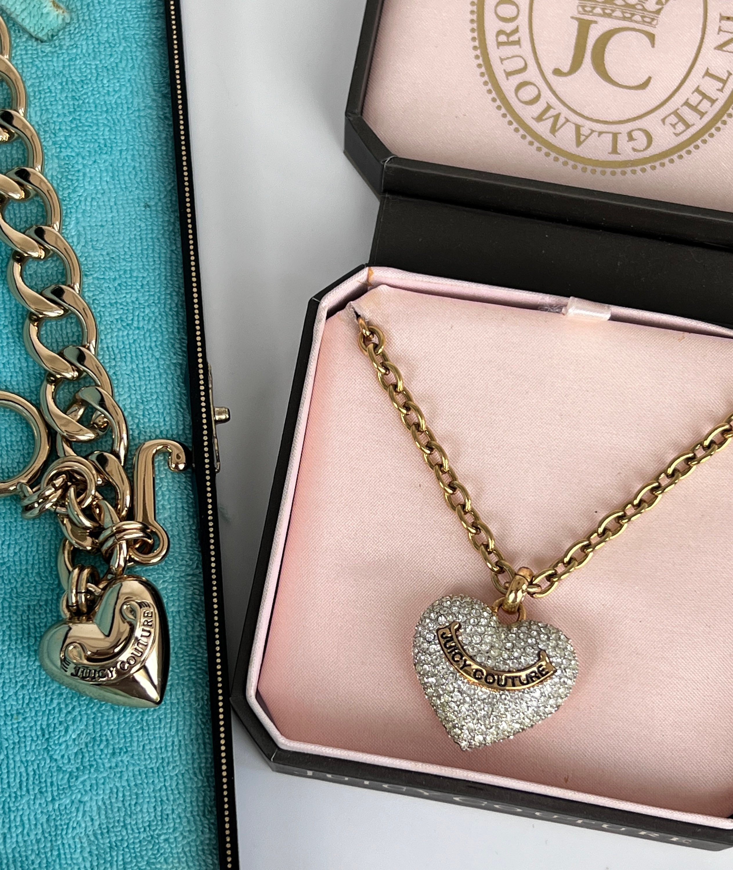 Juicy Couture Champagne Ombre Heart & Chain Necklace