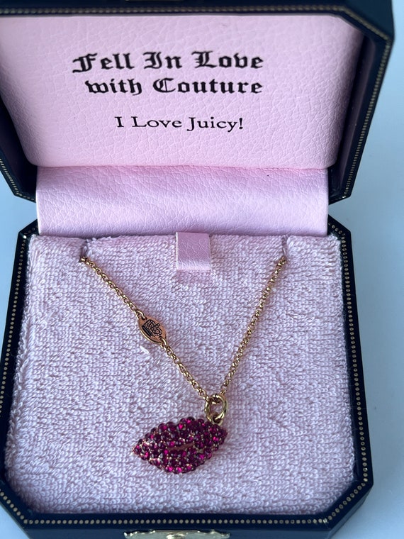 NWT Juicy Couture PAVE LIPS Gold Chain Wish Neckl… - image 5