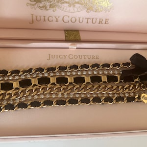 NWT Juicy Couture Black Rope Gold Multi Strand Chain Bracelet