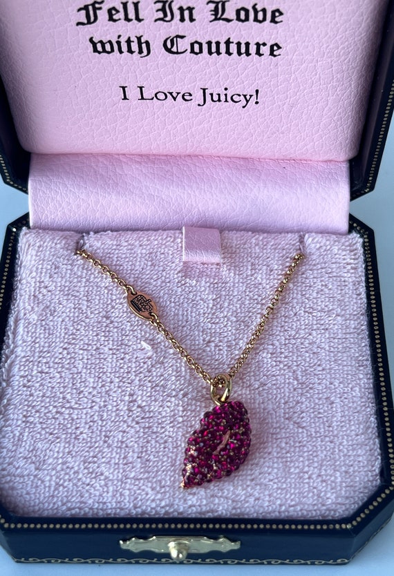 NWT Juicy Couture PAVE LIPS Gold Chain Wish Neckl… - image 6