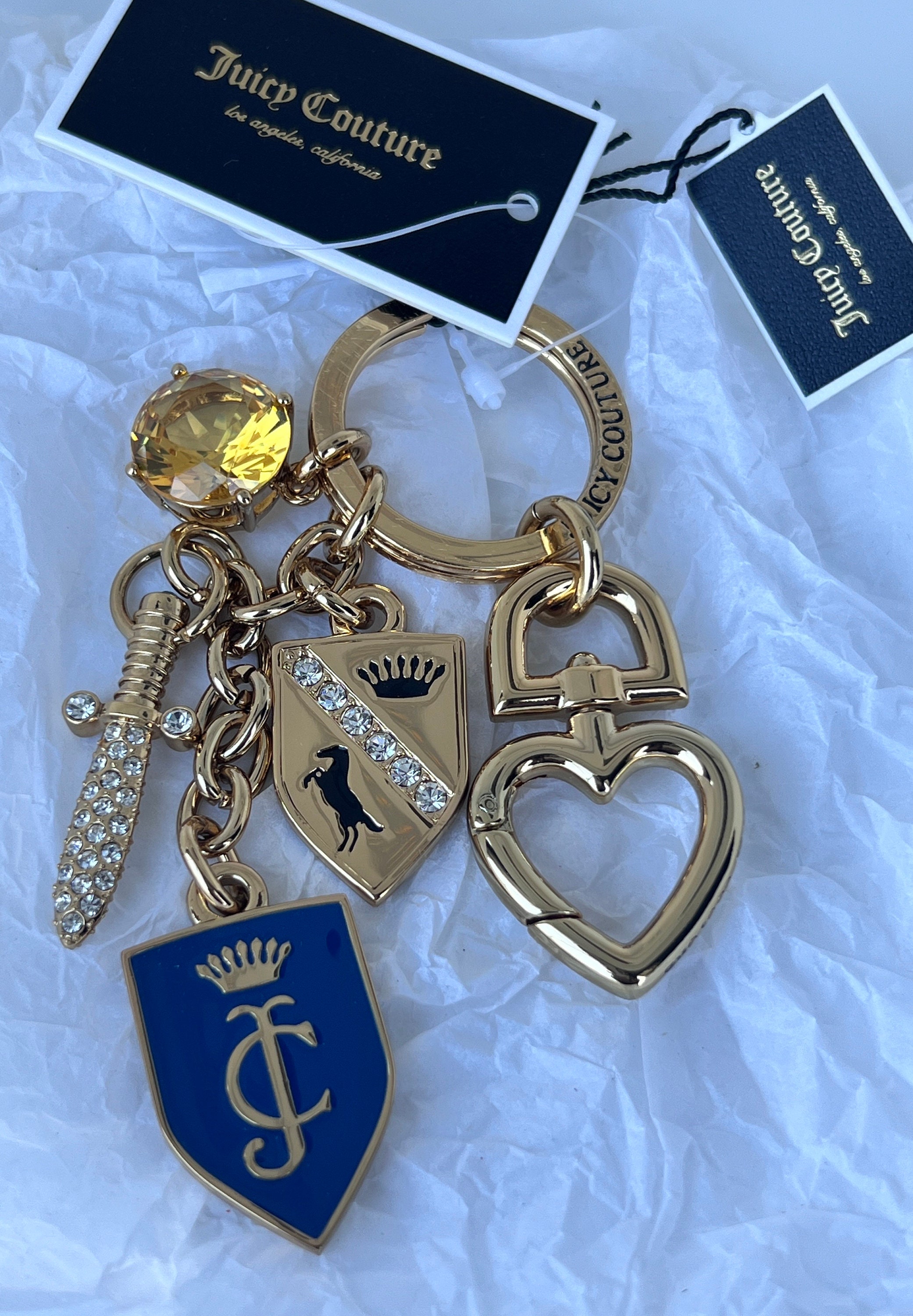 ☆ まみページ☆JUICY COUTURE 絶版チャーム 3点まとめ NWT Juicy Couture SHIELD & SWORD Charm Key Fob Keychain - Etsy