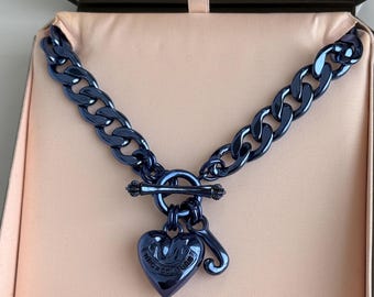 NWT Juicy Couture METALLIC BLUE Puffed Heart Starter