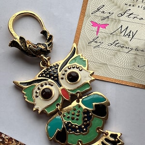 unpioncl Lovely Owl Keychain Rhinestone Crystal Keyring Key Ring