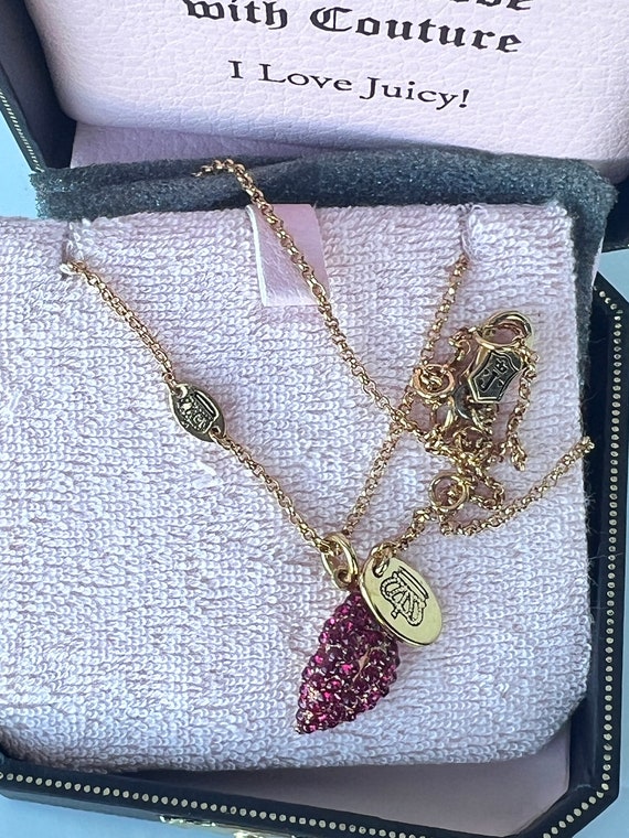 NWT Juicy Couture PAVE LIPS Gold Chain Wish Neckl… - image 2