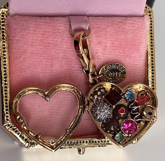 NWT Juicy Couture Pave PUFFED HEART Long Necklace 