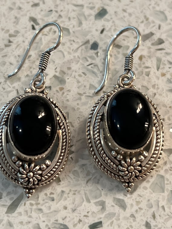 Sterling and Onyx Earrings