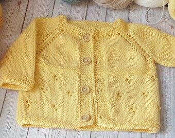 Hand Knitted Baby Sweater, Handknitt Baby Cardigan, Welcome Baby Gift, Sweater for Newborn to 1, Handknit baby clothes, Hand-knitted outfit