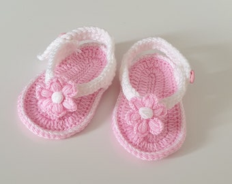 Crochet Baby Flip Flops  ~  Baby Girl Sandals ~ Newborn Girl Flip Flops