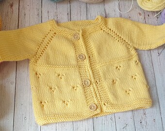 Hand Knitted Cotton Baby Sweater, Knitt Baby Cardigan, Welcome Baby Gift, Sweater for Newborn to 1, Handknit baby clothes, Baby outfit