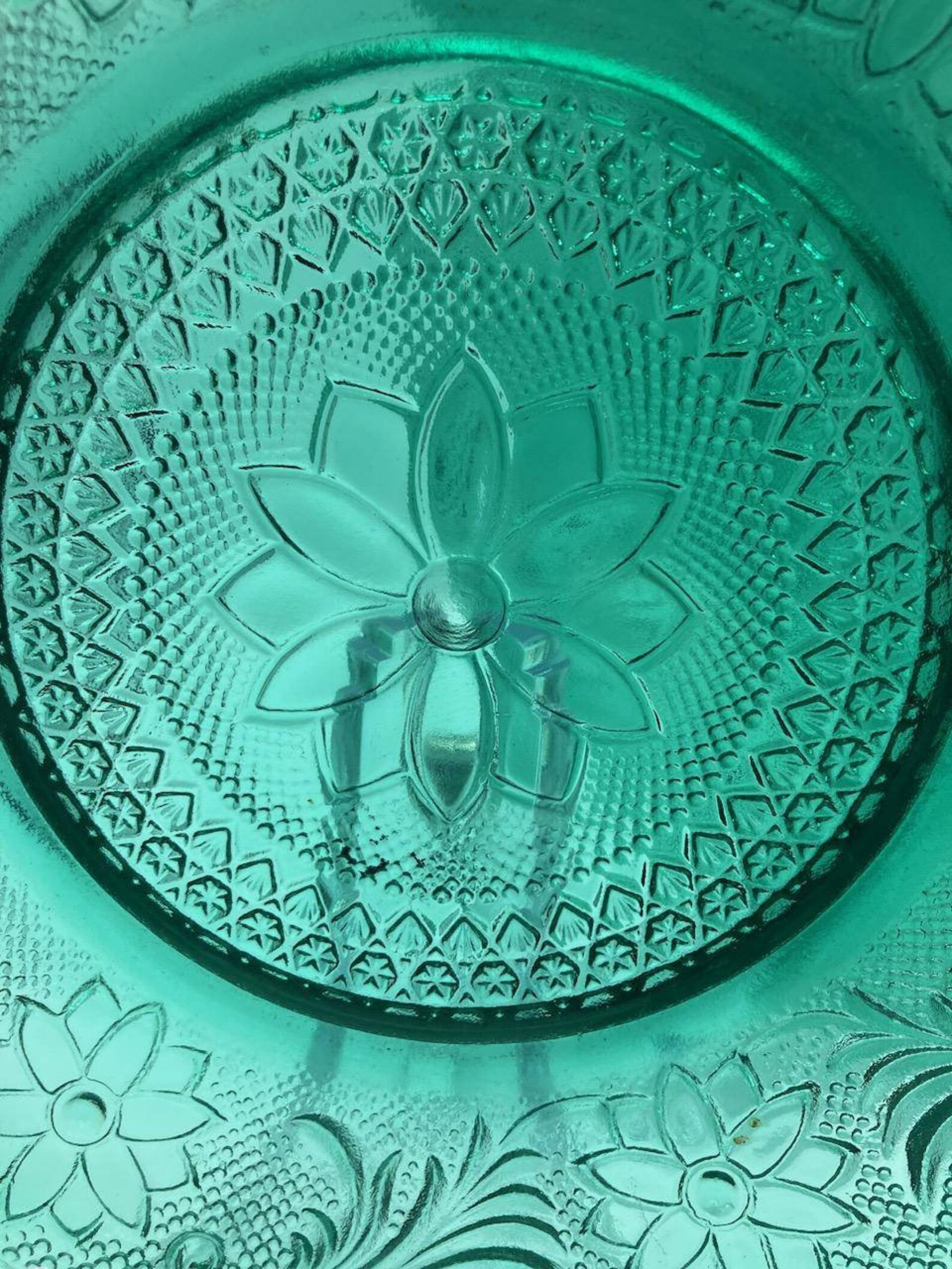 199398 Tiara Sandwich Spruce Green Glass Dinner Plate/salad Etsy