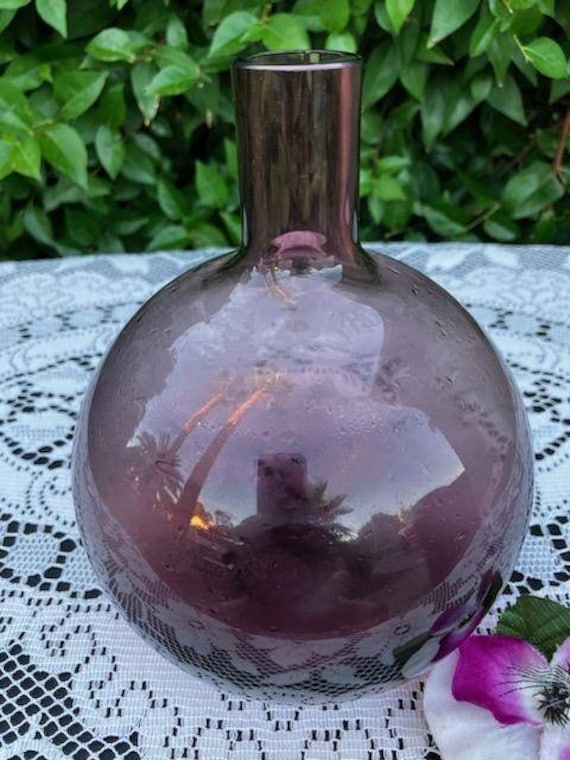 IKEA Modernist Salong Glass Vase Purple Hand Etsy