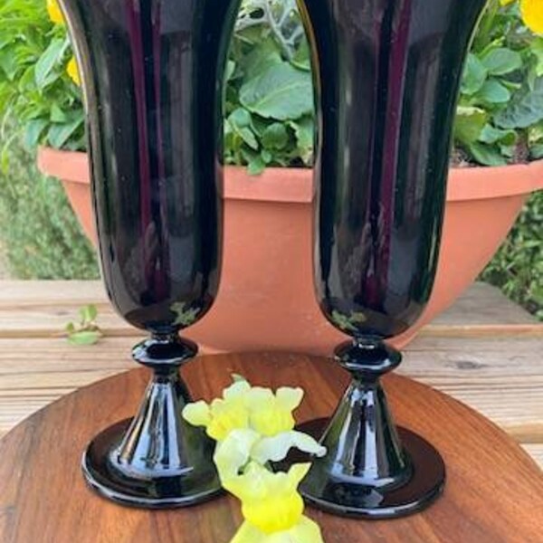 Black Trumpet Vases Etsy