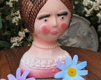 VTG Kitsch Ceramic Large Enesco Japan Woman Spice Shaker Read Description