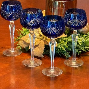 Antique Blue and Clear Stemware - Etsy