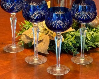 Nachtmann Bleikristall Traube Cobalt to Clear Crystal 7 Piece