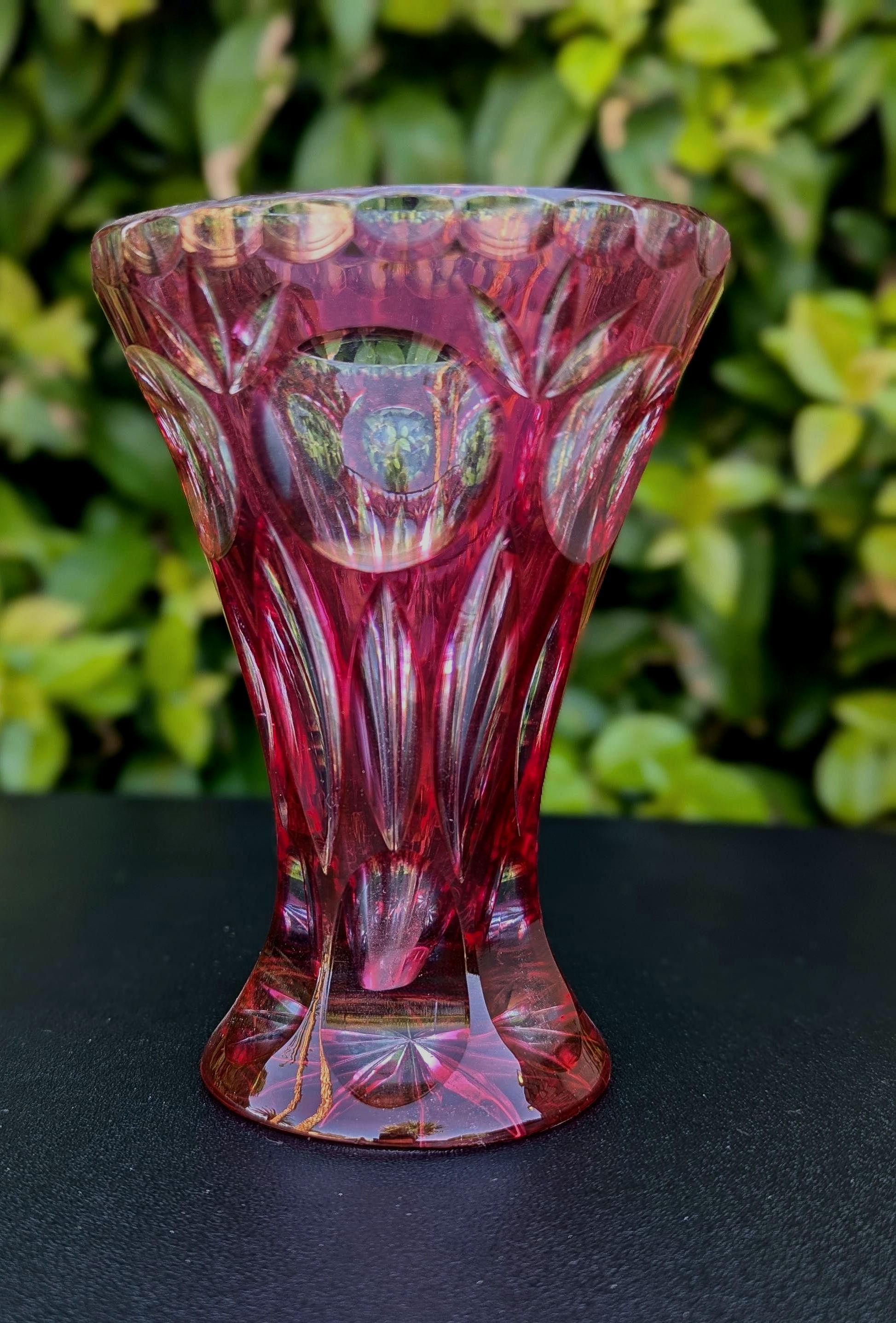 1960S-80S Nachtmann Bamberg Pink Cranberry Lead 24% Pbo Crystal