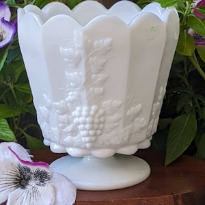 Westmoreland Grape Panel Medium Footed 5&quot; Straight Jardiniere/Vase/Planter