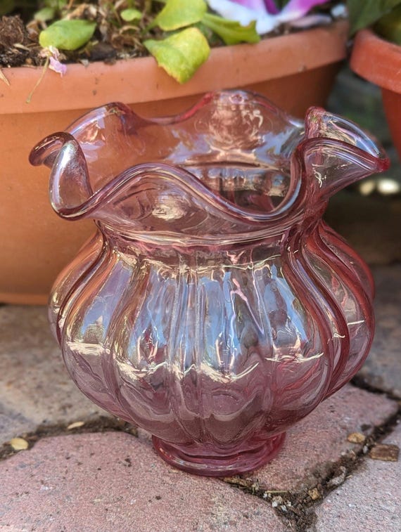 1980S Fenton Glass Country Dusty Rose/pink/light Cranberry Pink
