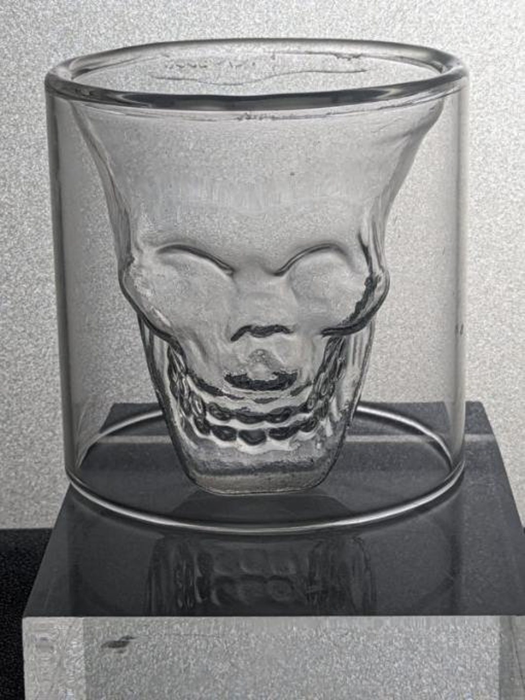 2000S Double Layered Clear Glass Skull Head Shot Etsy