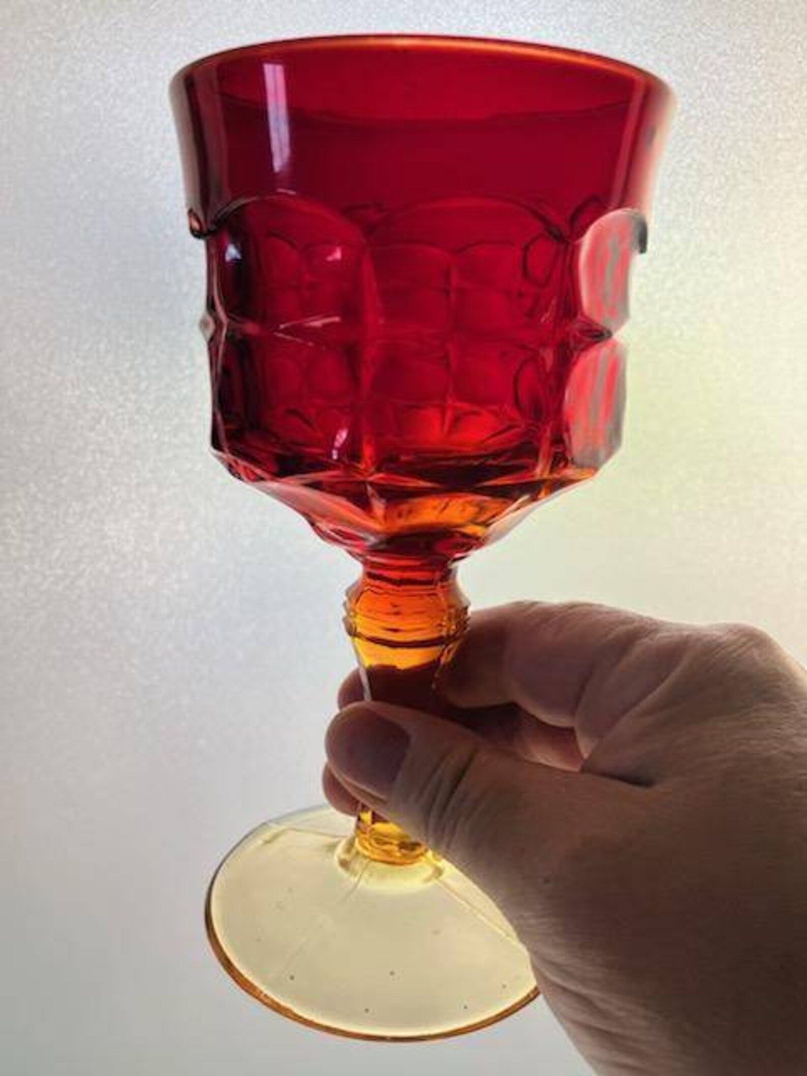 1970 Tiara Glass Company Constellation Sunset Amberina Goblets Etsy