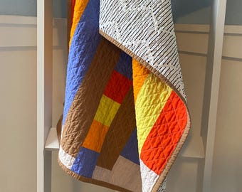 Geometric modern handmade baby quilt
